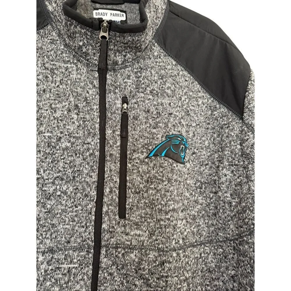 NFL Mens Gray Black Carolina Panthers Country Full Zip Jacket XL